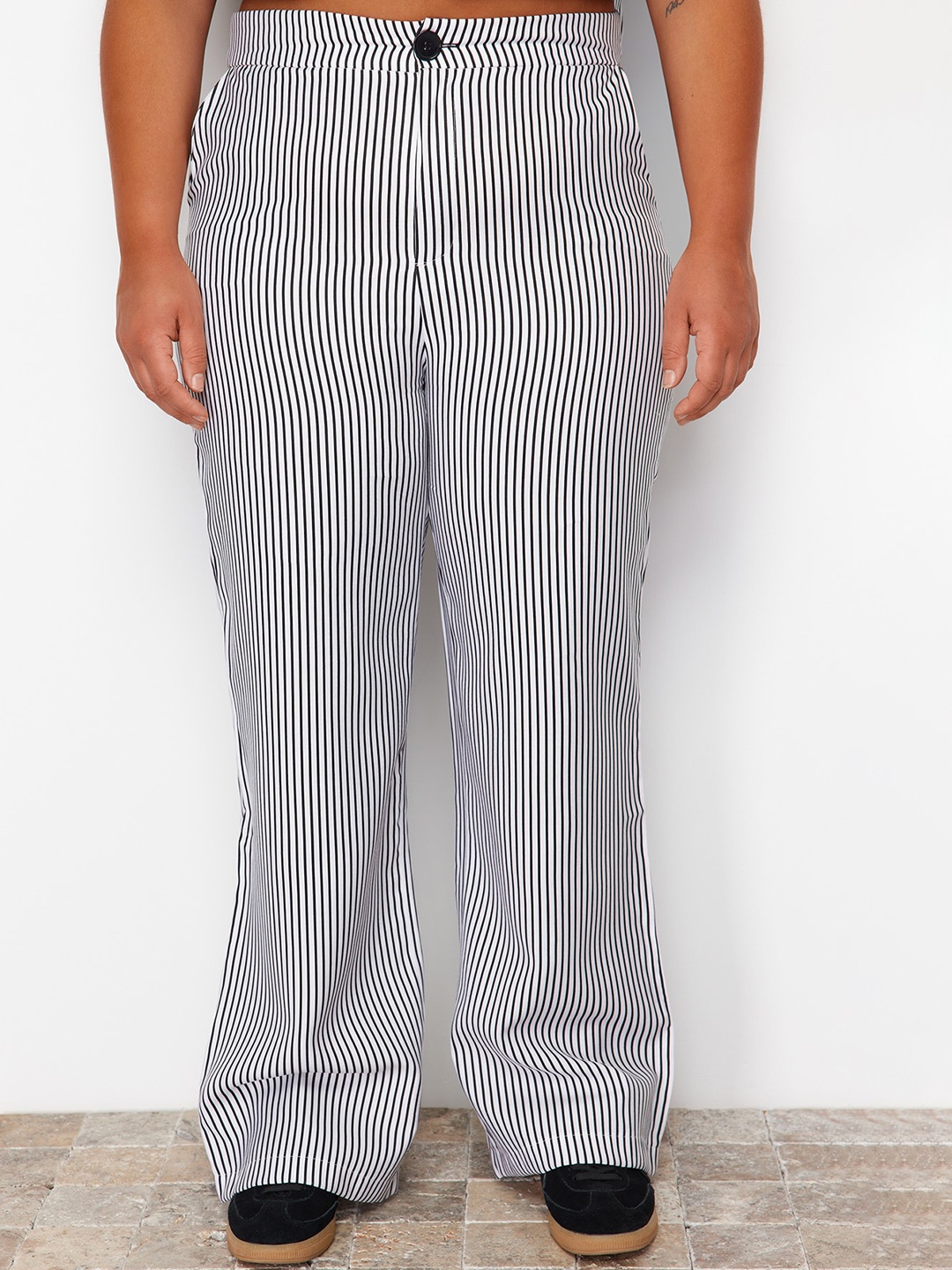 

Trendyol Women Plus Size Striped Trousers, Na