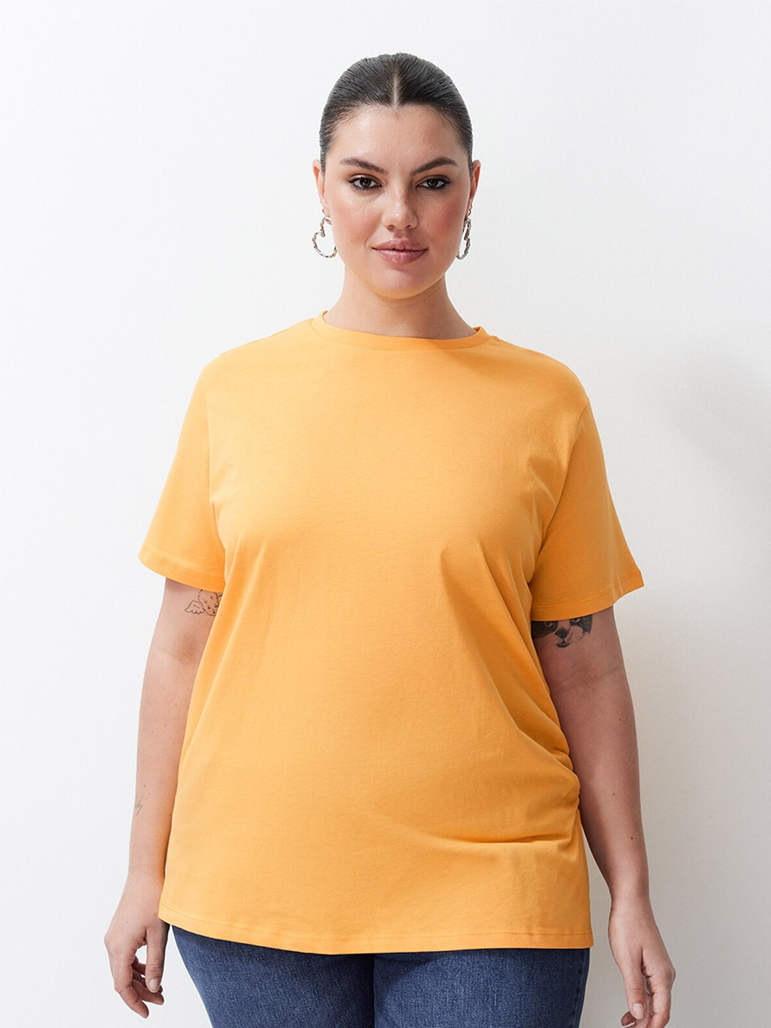 

Trendyol Women Round Neck T-shirt, Yellow