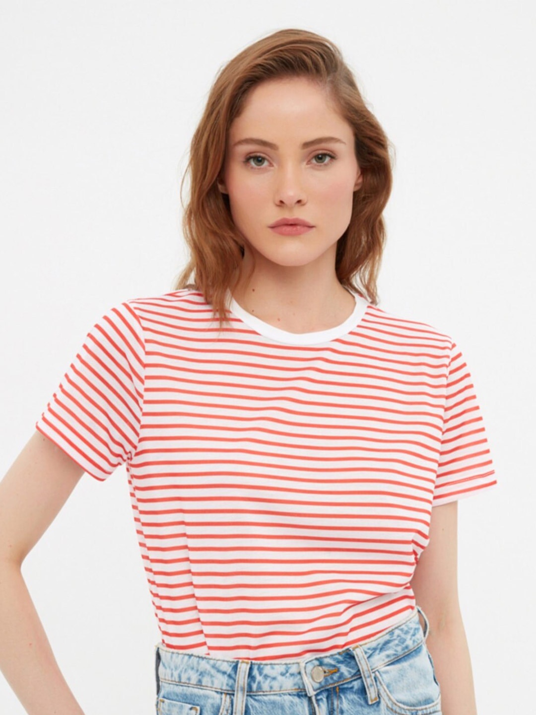 

Trendyol Women Striped T-shirt, White