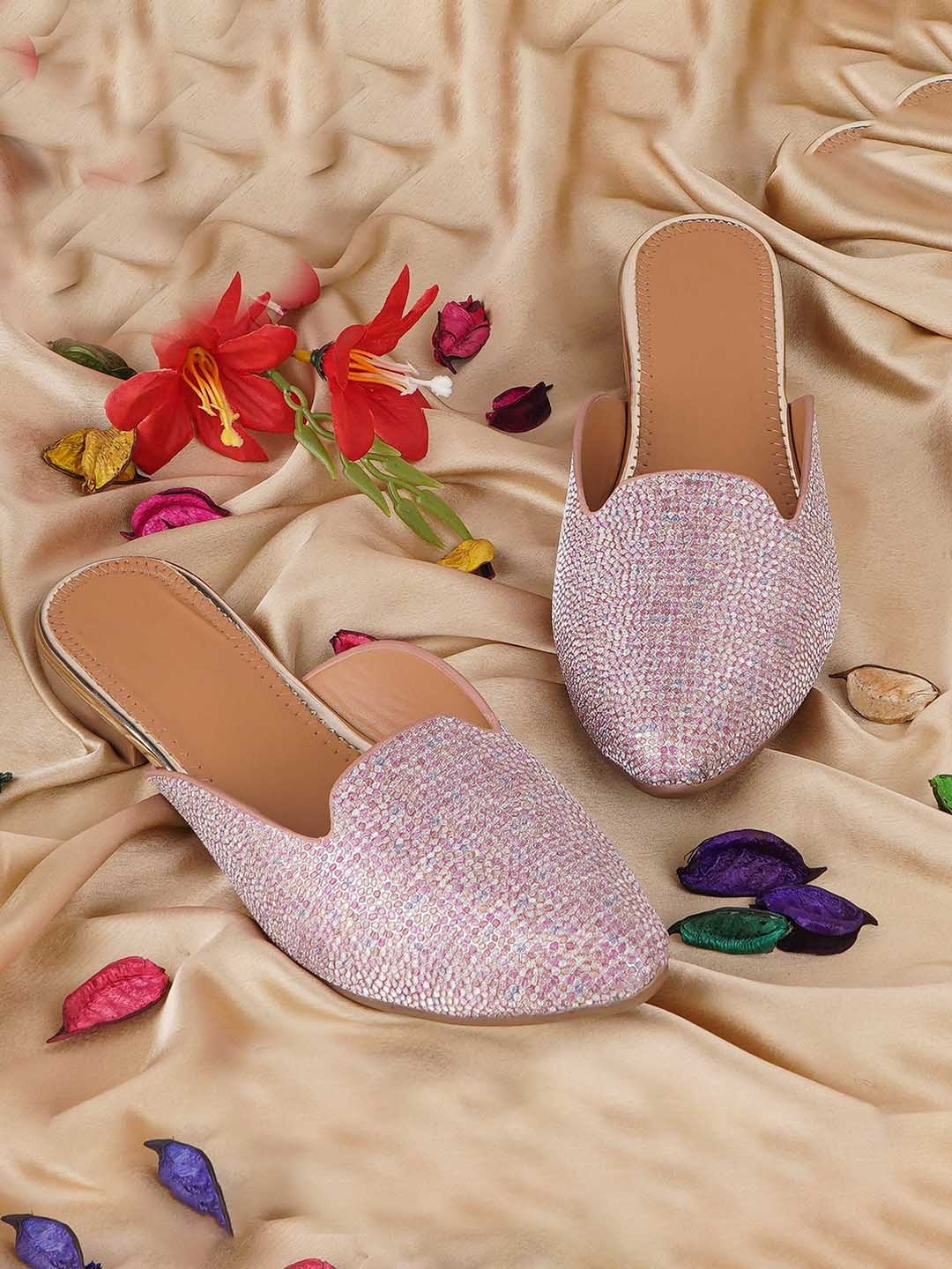 

BAESD Women Embellished Mules Flats, Pink