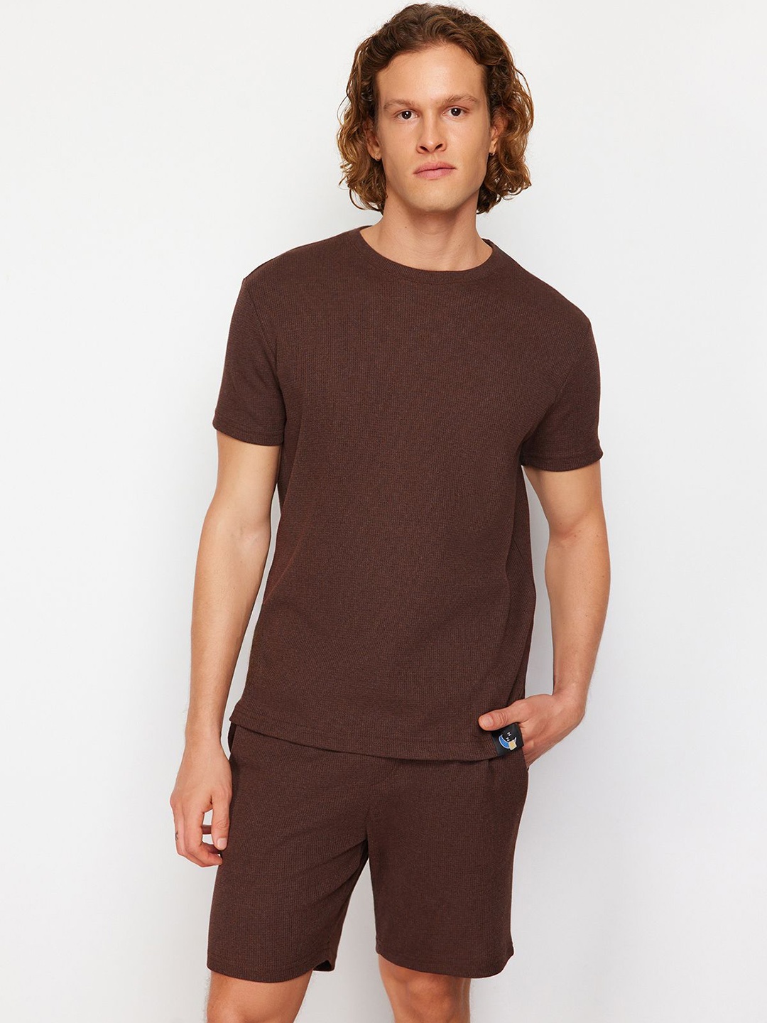 

Trendyol Short Sleeves Night suit, Brown