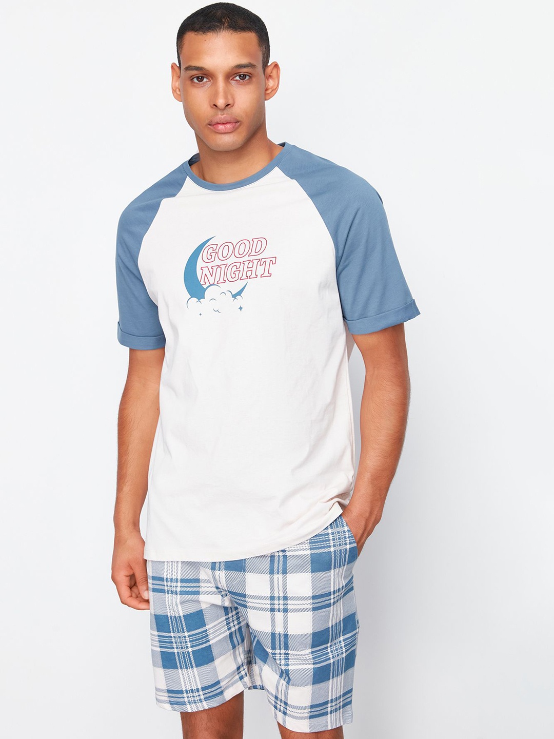 

Trendyol Printed Short Sleeves Night suit, Blue