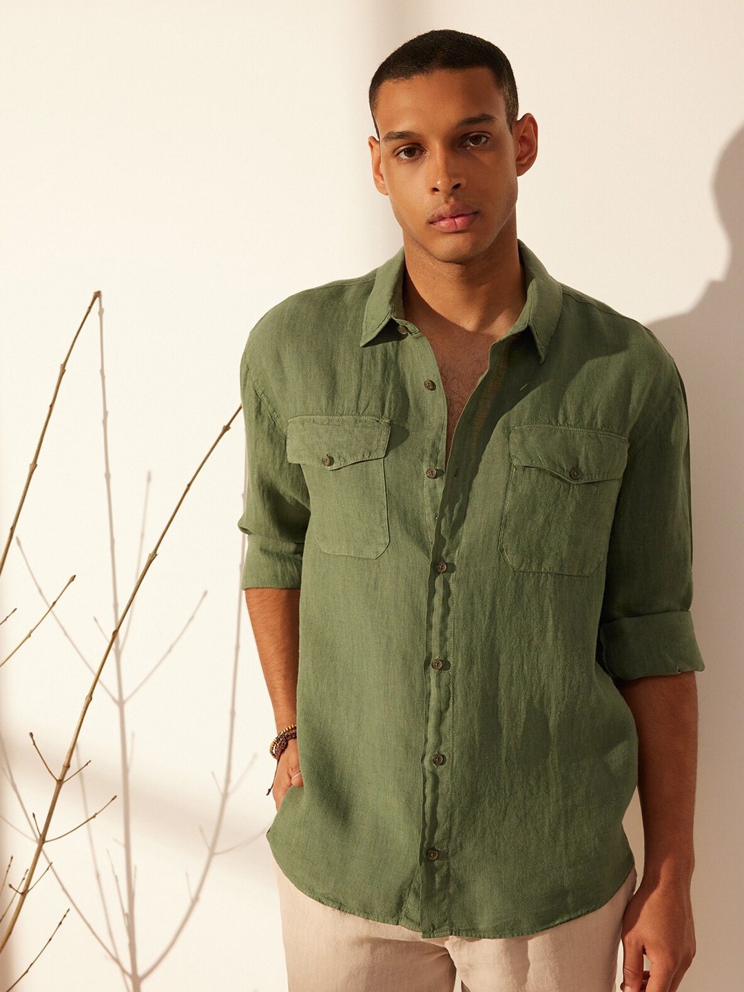 

Trendyol Men Opaque Casual Shirt, Olive
