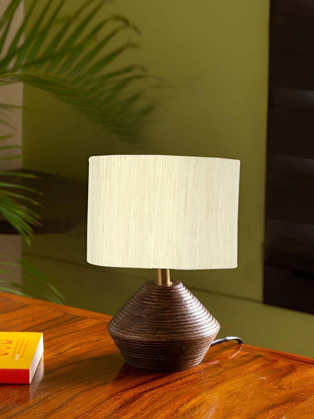 

Devansh Off White Textured Wooden Contemporary Cylinder Shaped Table Lamp