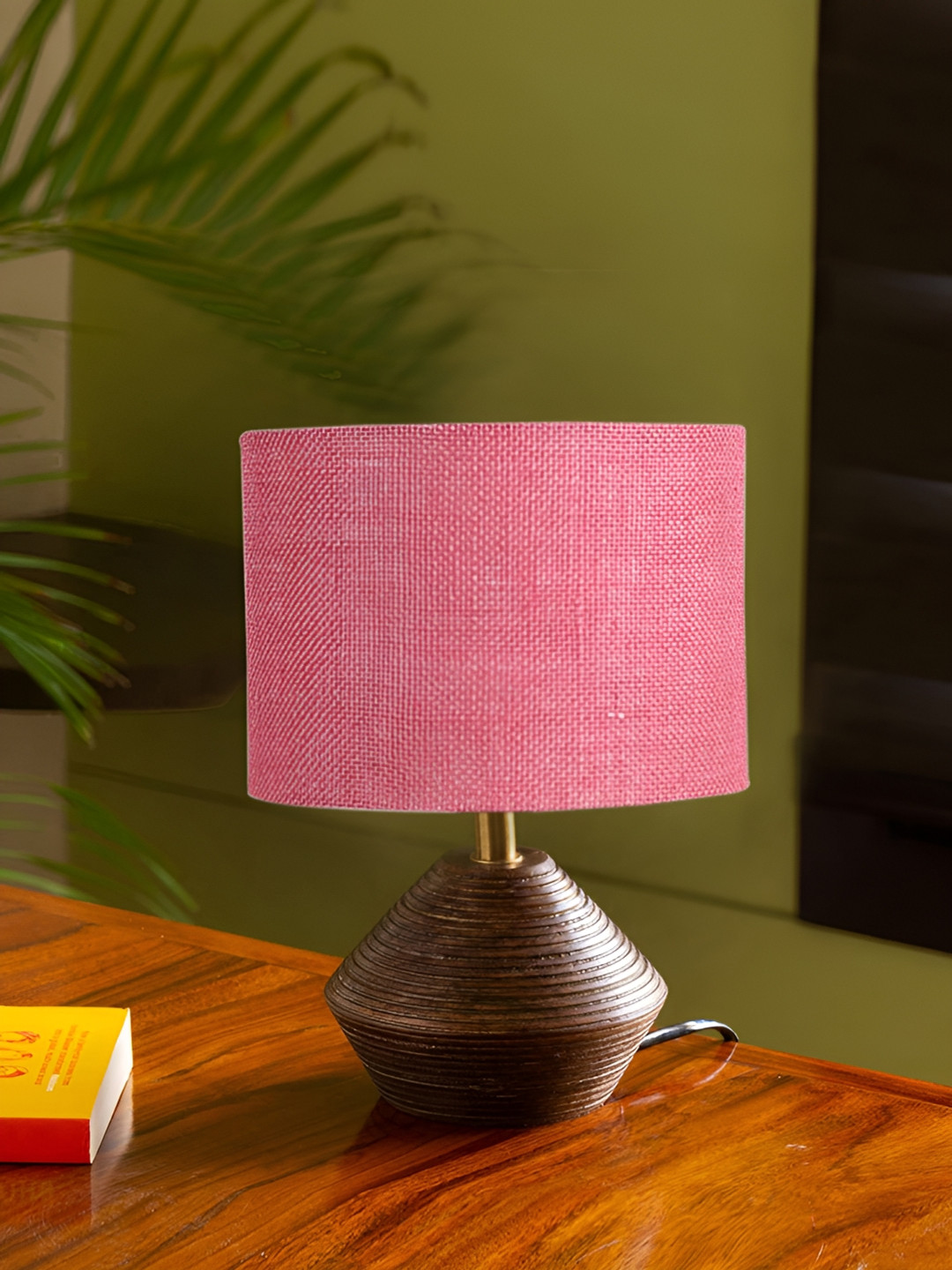 

Devansh Pink Wooden Traditional Cylinder Shaped Table Lamp