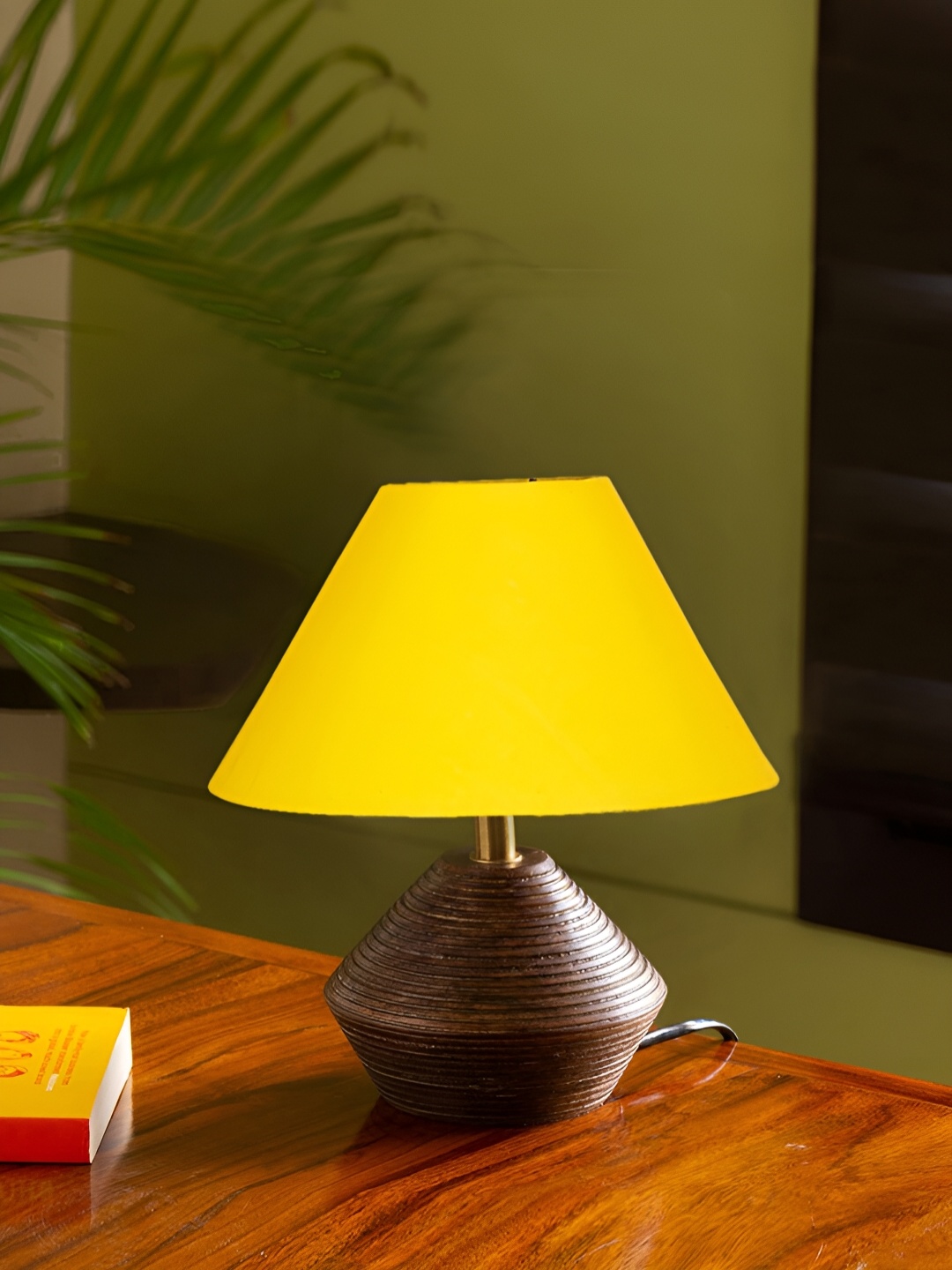 

Devansh Yellow Wooden Traditional Frustum Shaped Table Lamp