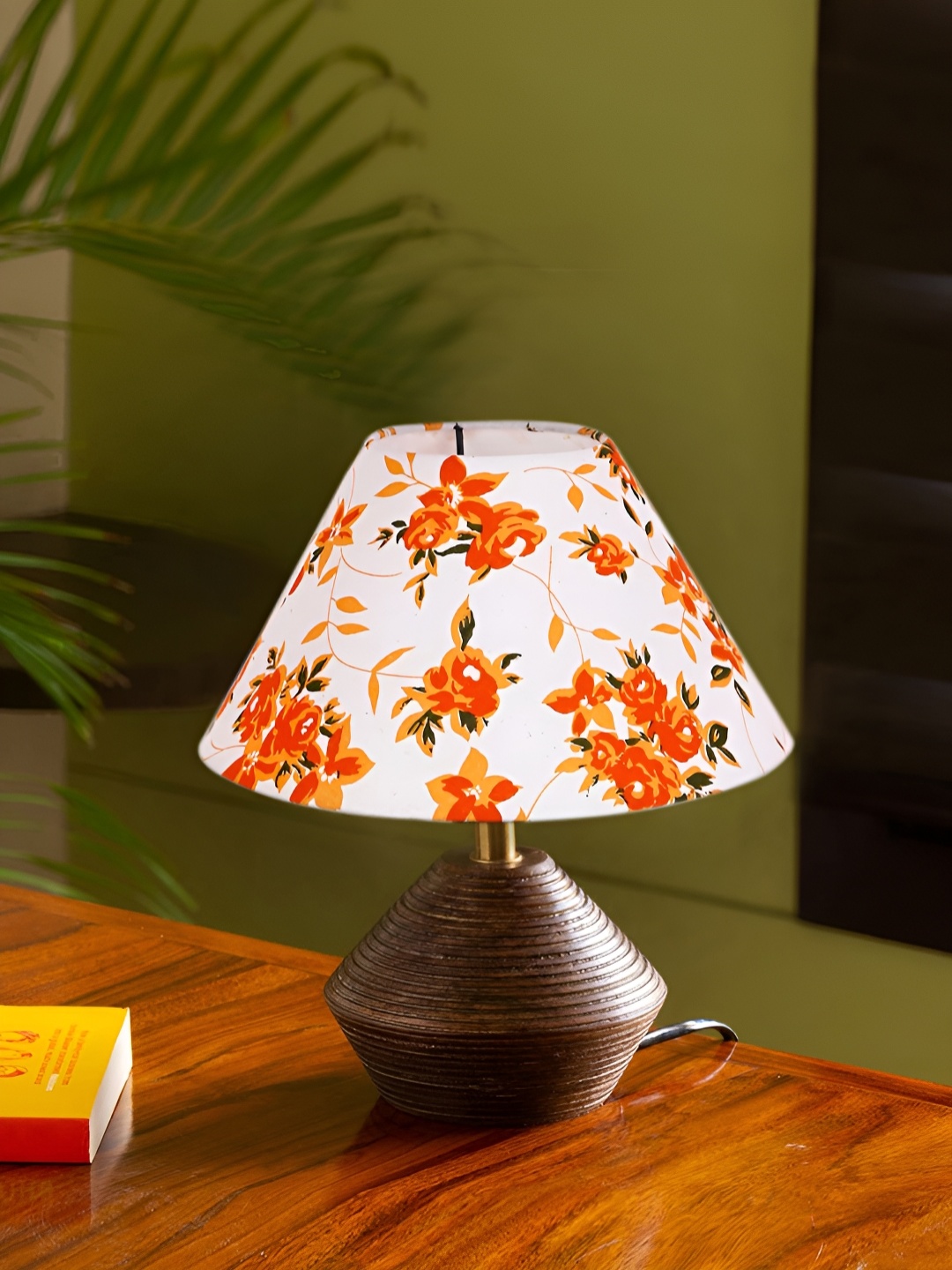 

Devansh White & Orange Wooden Contemporary Frusturical Shaped Table Lamp