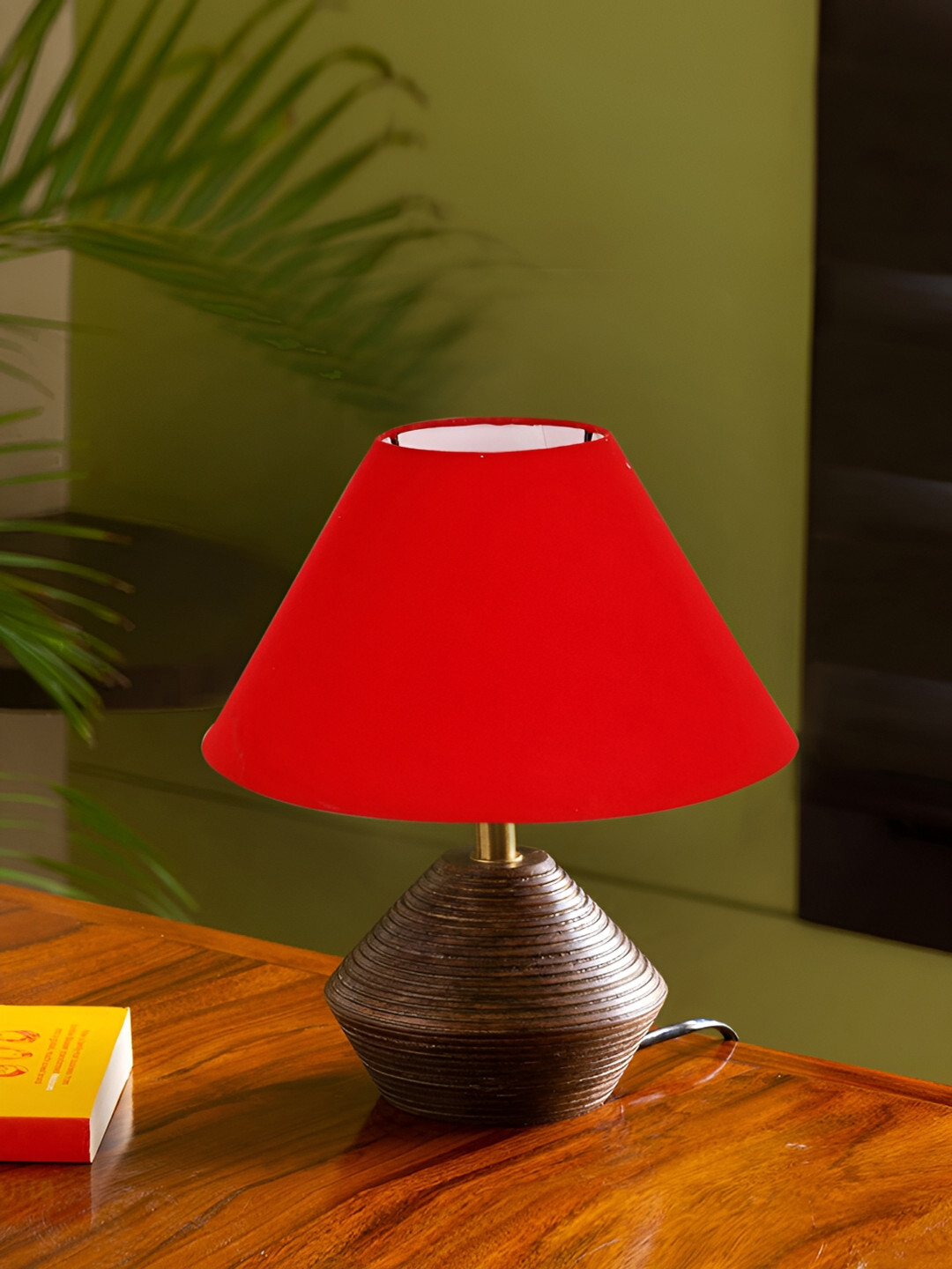 

Devansh Red Wooden Contemporary Frustum Shaped Table Lamp