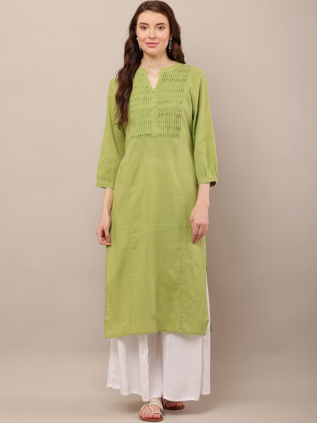 

TULIP 21 Women Solid Pure Cotton Kurta, Green