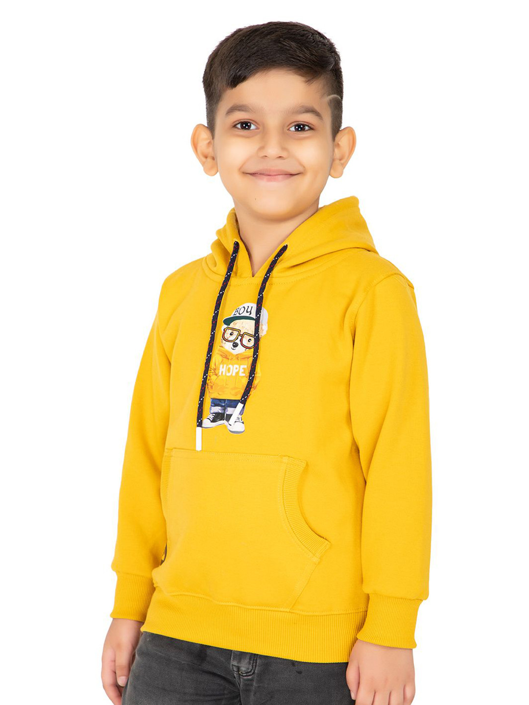 

SMSHOPMORE Unisex Kids Printed Hooded Sweatshirt, Yellow