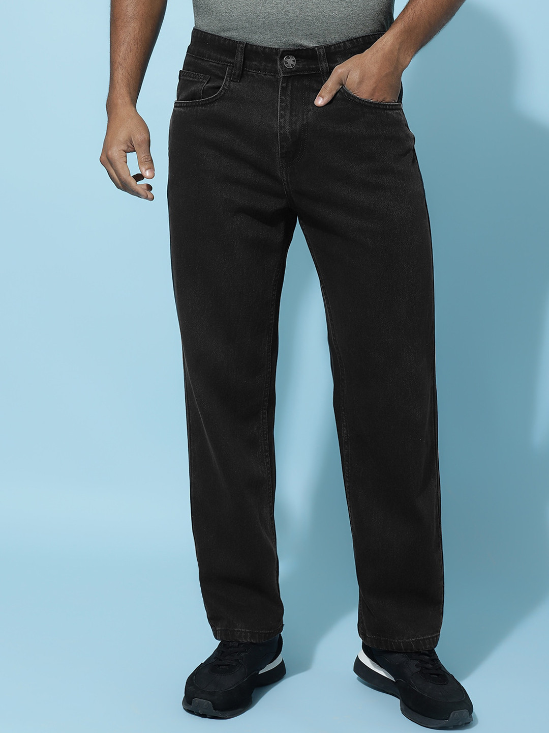 

Kook N Keech Men Black Jean Clean Look Straight Fit Jeans