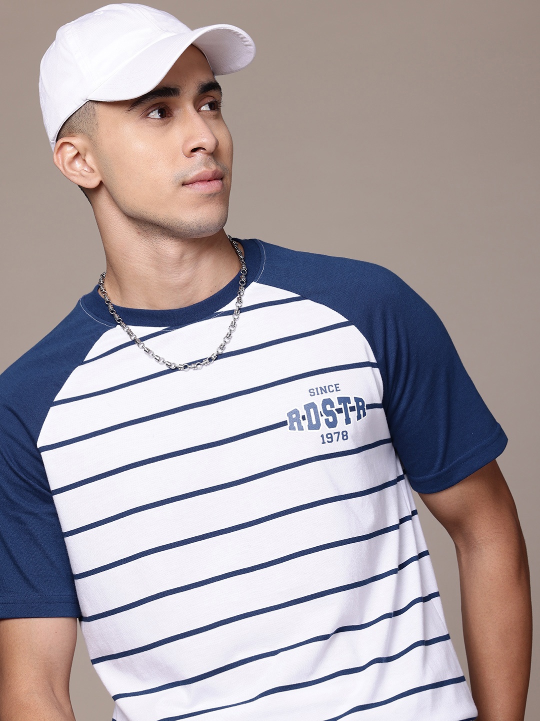 

The Roadster Lifestyle Co. Striped Raglan Sleeve T-shirt, Blue