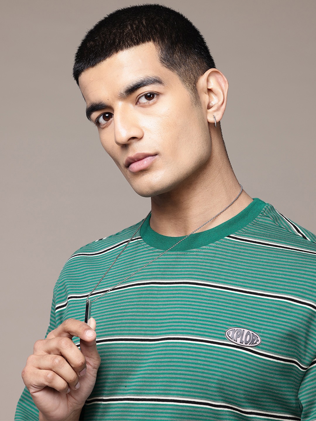 

The Roadster Lifestyle Co. Striped Relaxed T-shirt, Green