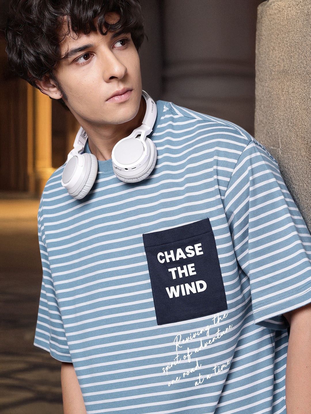 

The Roadster Lifestyle Co. Striped Relaxed Fit T-shirt, Blue