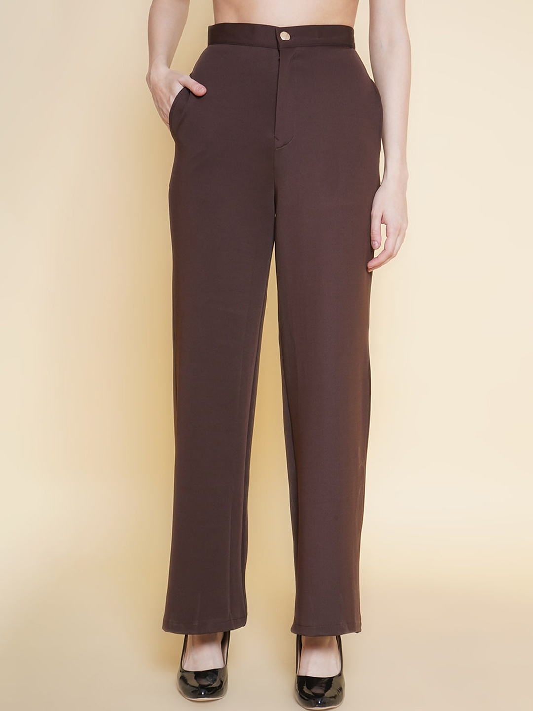 

BAESD Women Relaxed Regular Fit Trousers, Brown