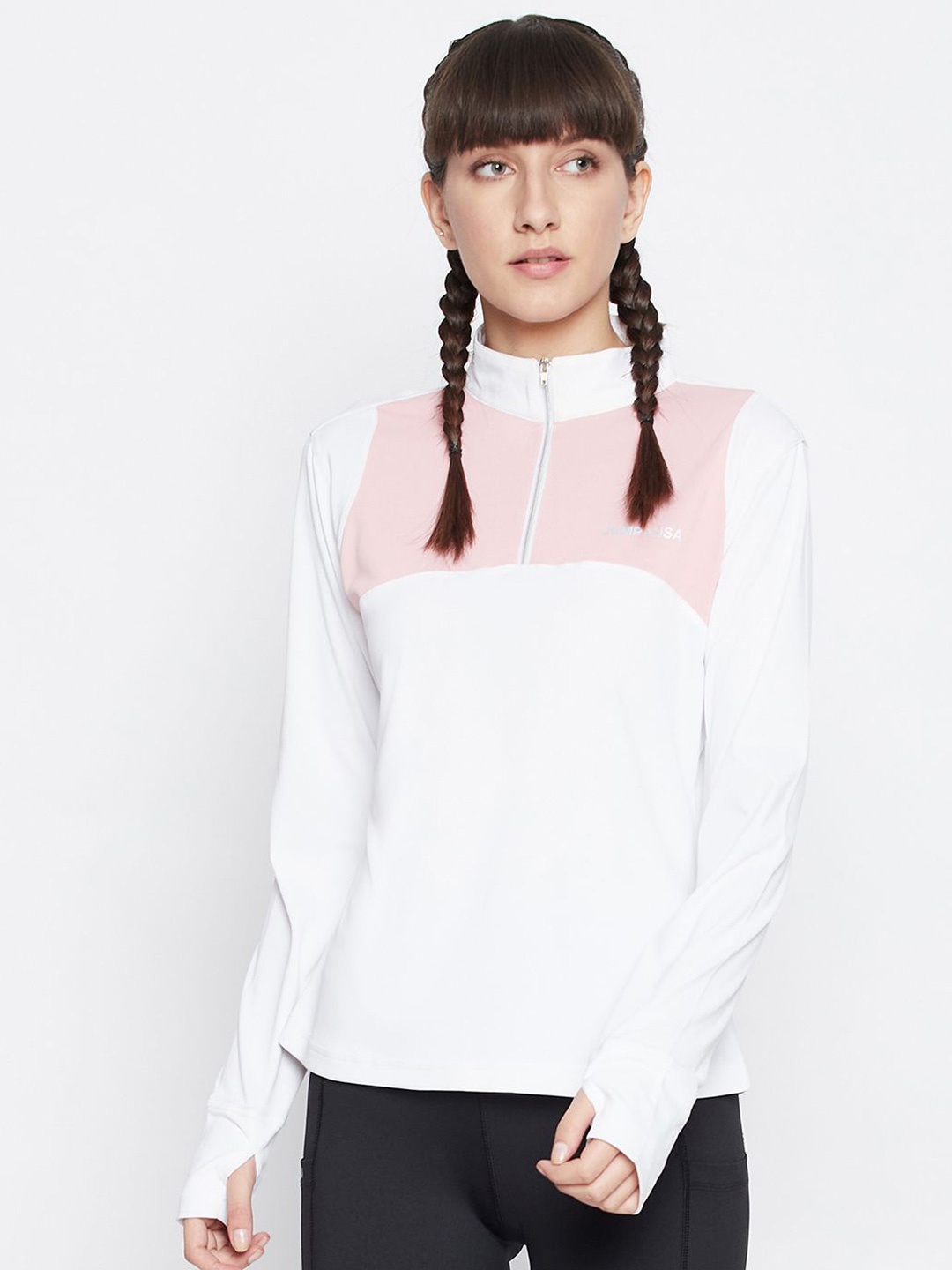 

JUMP USA Women High Neck T-shirt, White