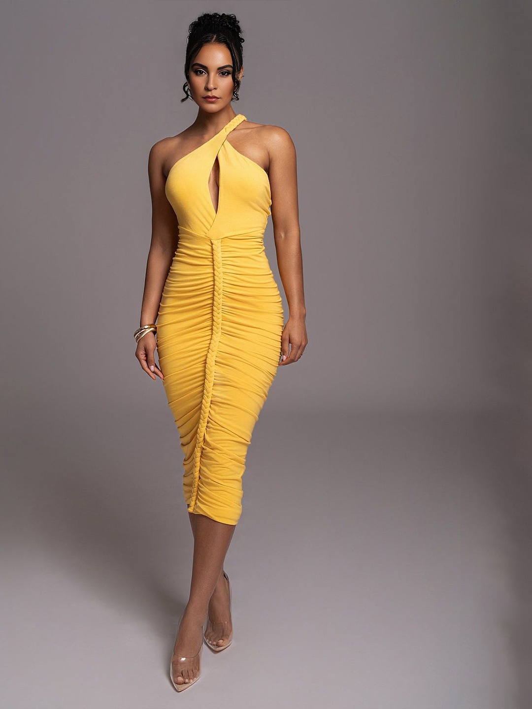 

Bee Boe Sleeveless Bodycon Midi Dress, Yellow
