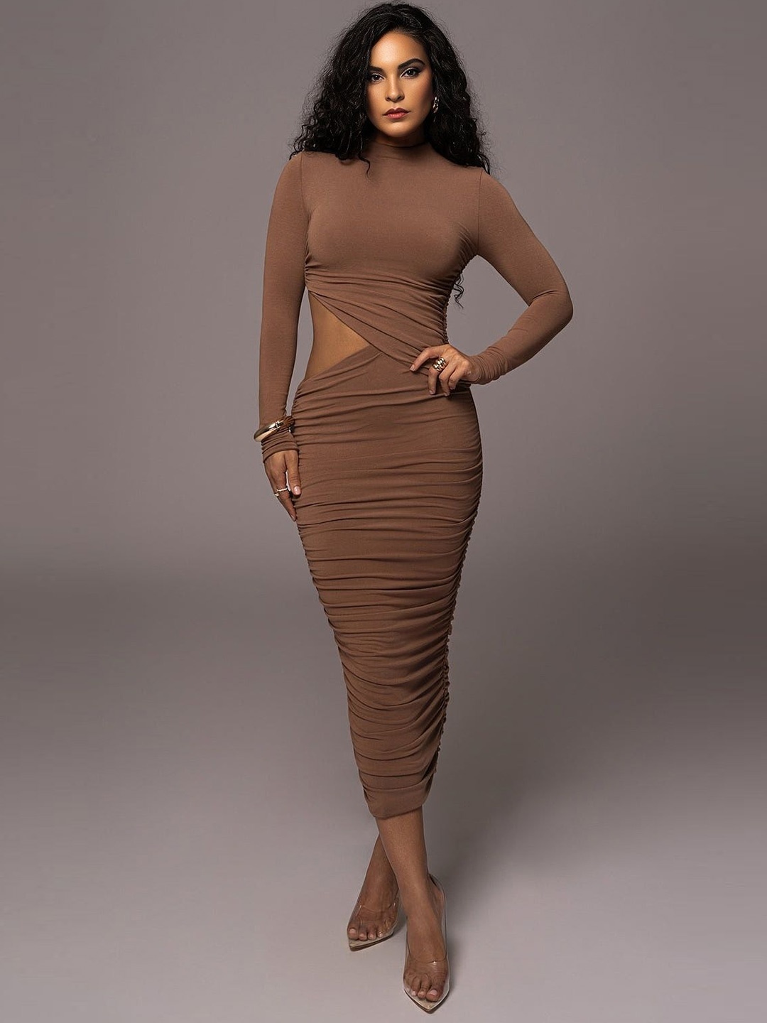 

Bee Boe Bodycon Midi Dress, Coffee brown