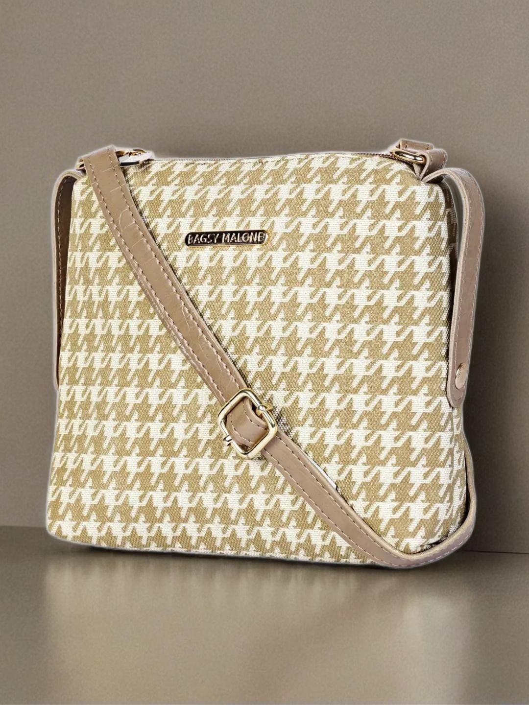 

Bagsy Malone Geometric Printed Structured Sling Bag, Lime green