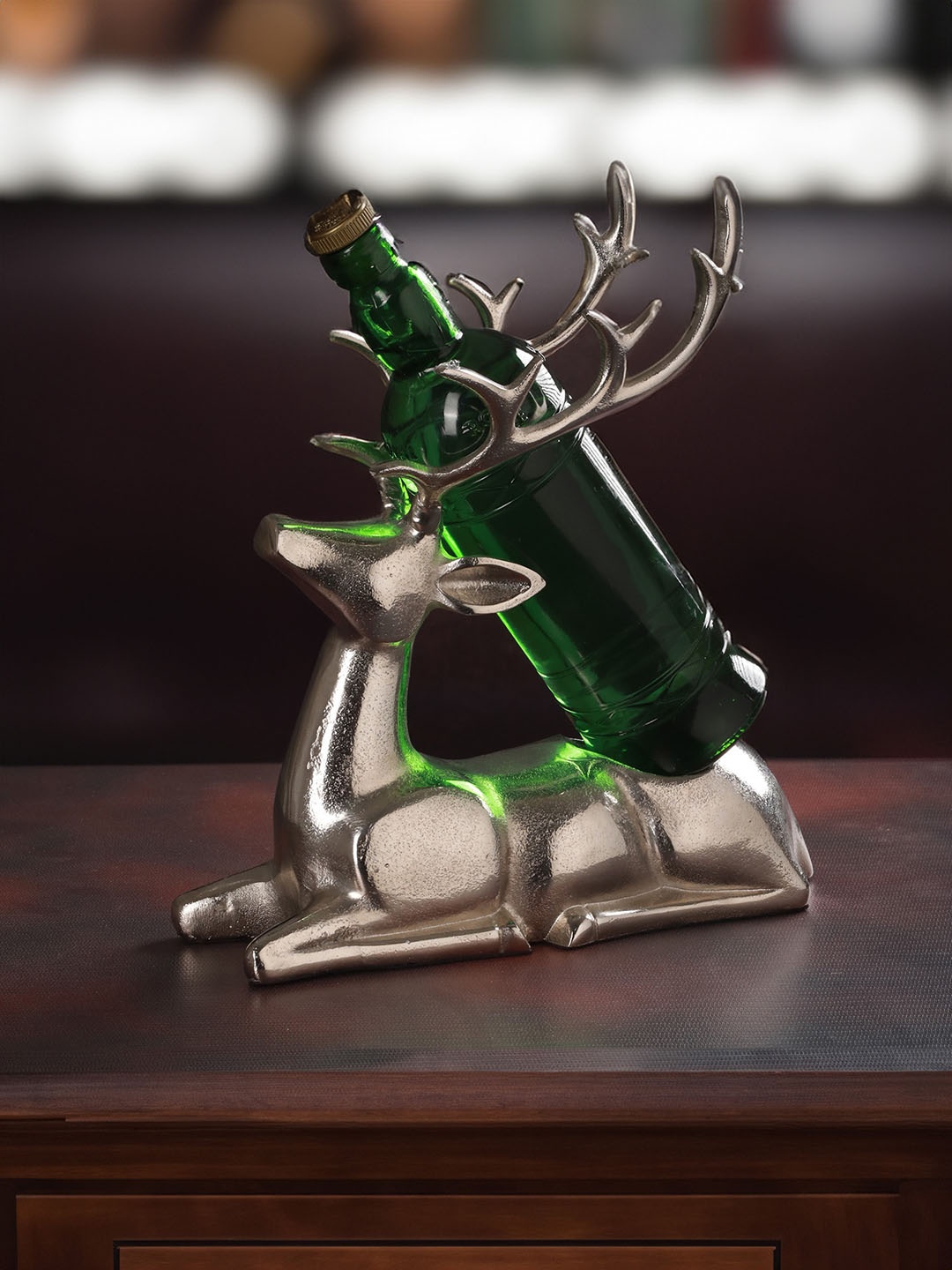 

Troveas Silver Toned Deer Design Wine Bottle Holder