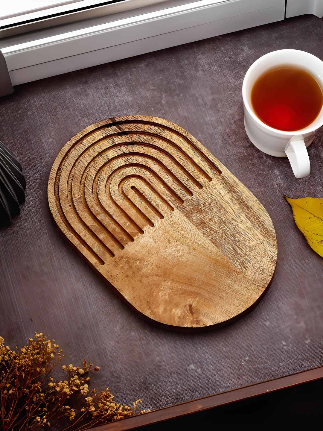 

Troveas Wooden Oval Platter, Brown