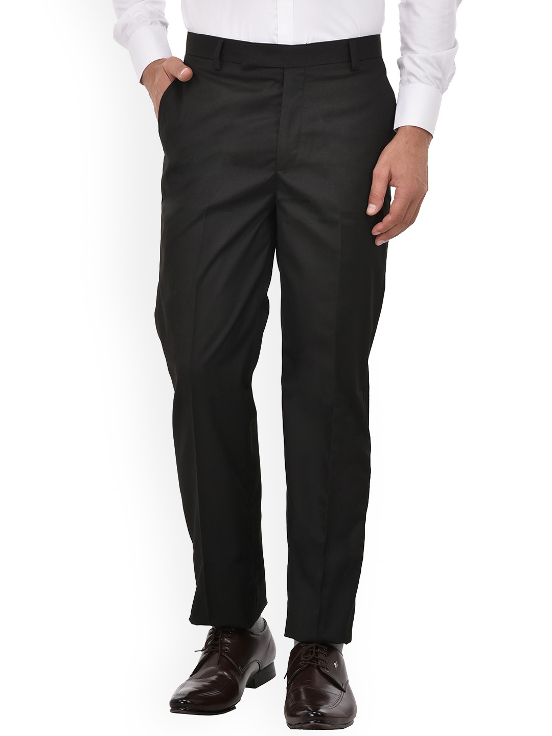 

REFULGENT Men Mid-Rise Smart Formal Trousers, Black