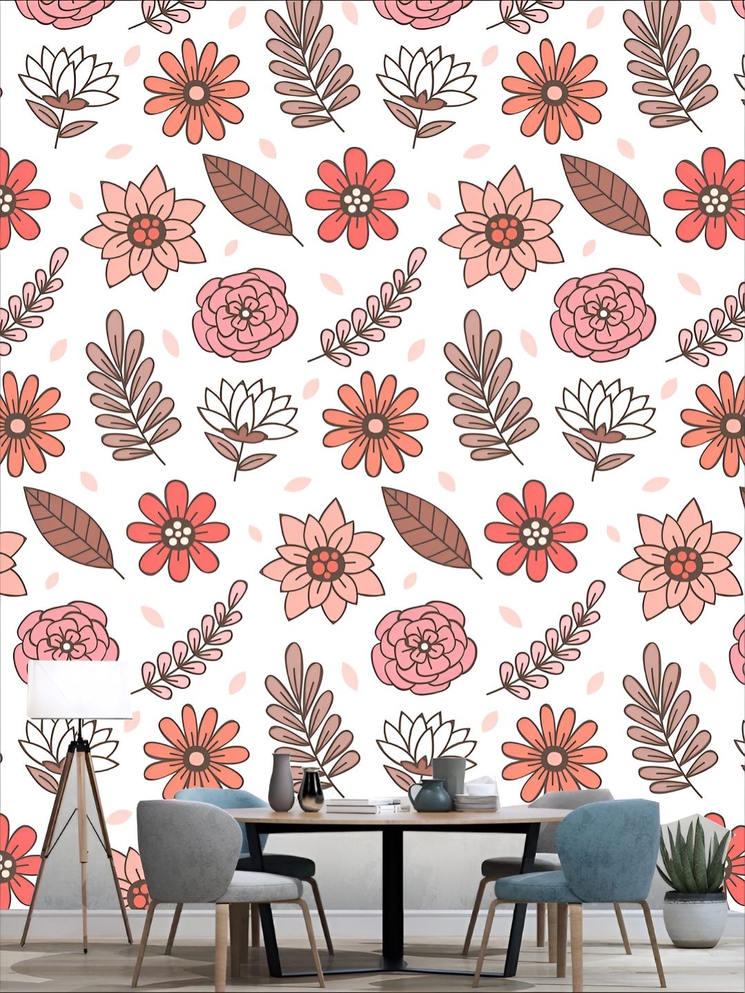 

Aura White & Red 3D Floral Printed Self-Adhesive Wallpaper