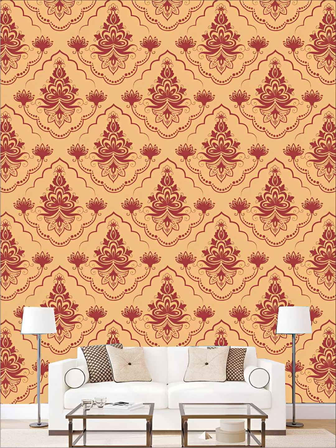 

Aura Maroon & Beige Self Adhesive 3D Printed Wall Sticker