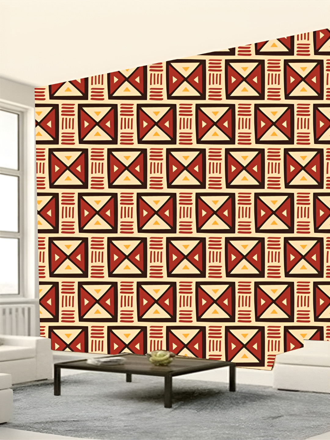 

Aura beige & Red Abstract Printed PVC Self-Adhesive Wall Stickers
