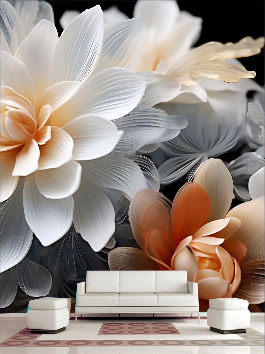 

Aura White & Beige Self Adhesive 3D Printed Wall Sticker