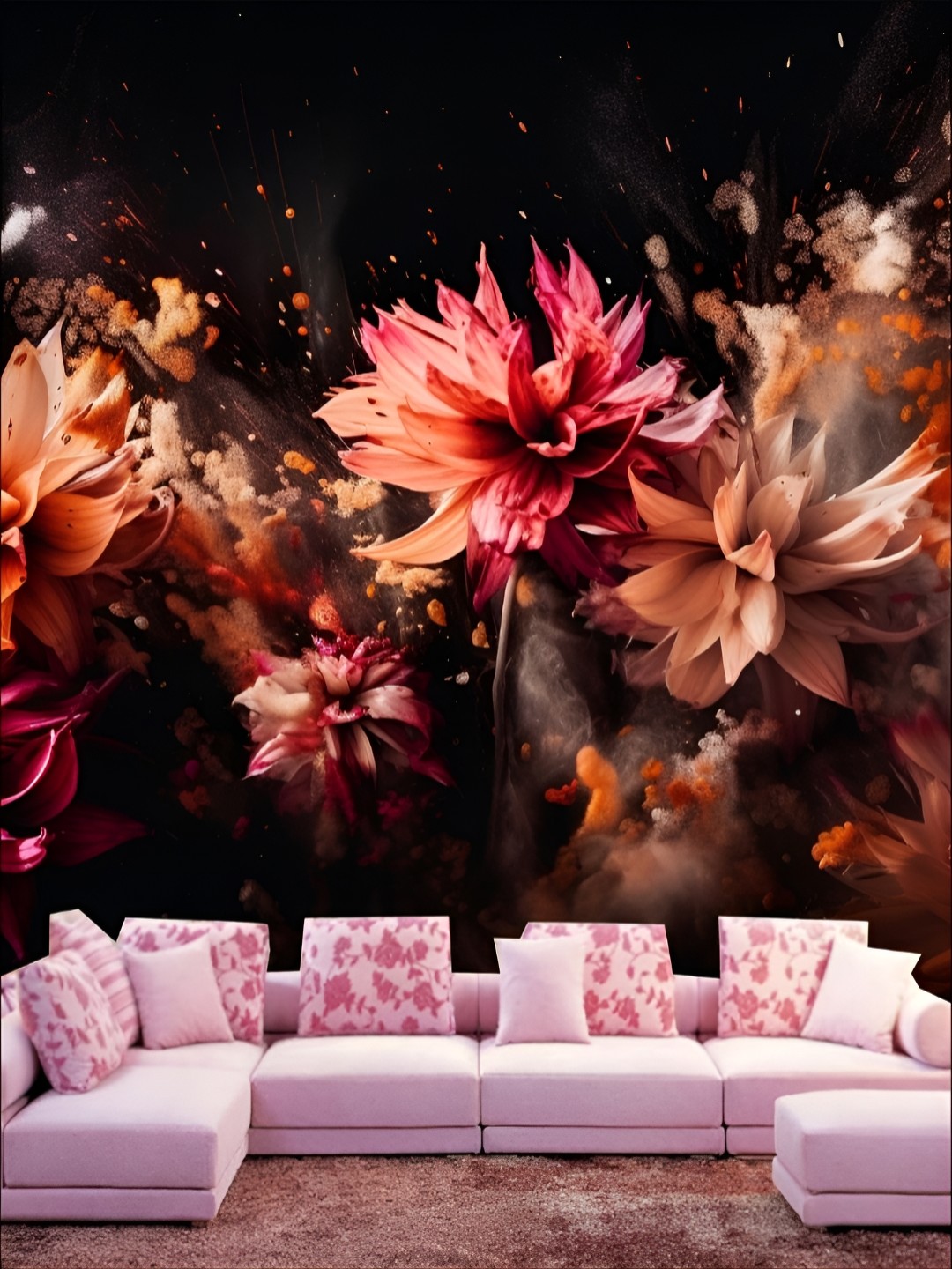 

Aura Black & Pink Floral Printed PVC Self Adhesive 3D Wall Panels