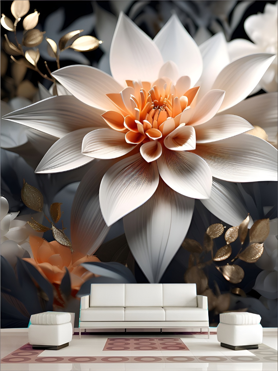 

Aura Cream-Colored & Peach-Colored Floral Printed Self-Adhesive Wall Stickers