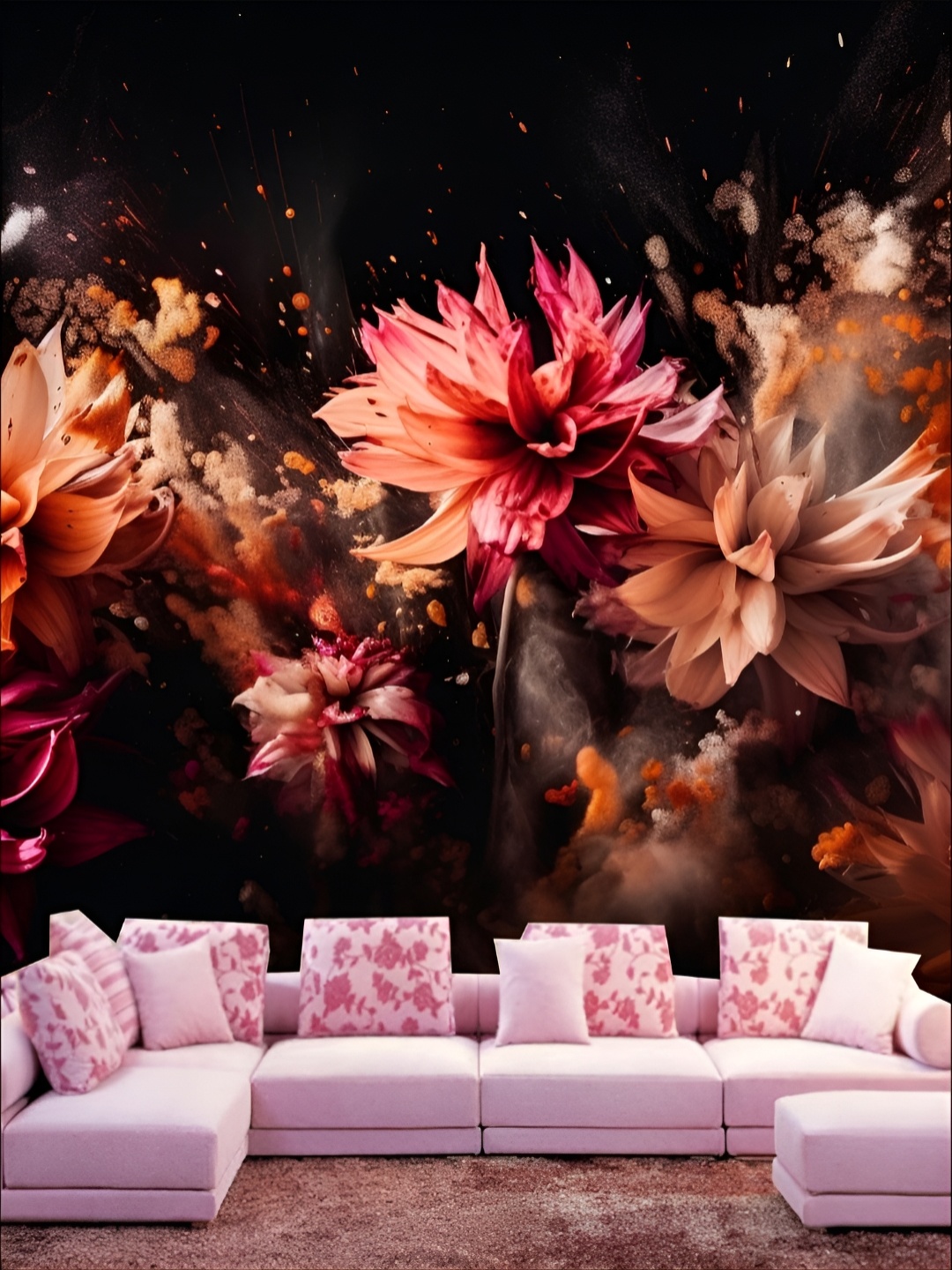 

Aura Pink & Orange Colored Self Adhesive 3D Printed Wall Sticker