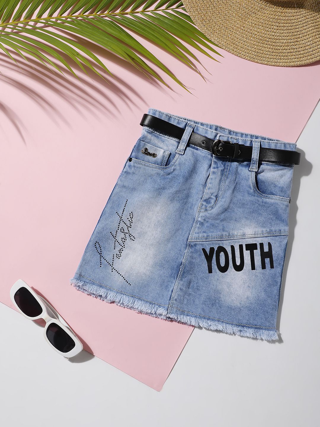 

Macwin Girls Above Knee-Length Denim Skirt, Blue