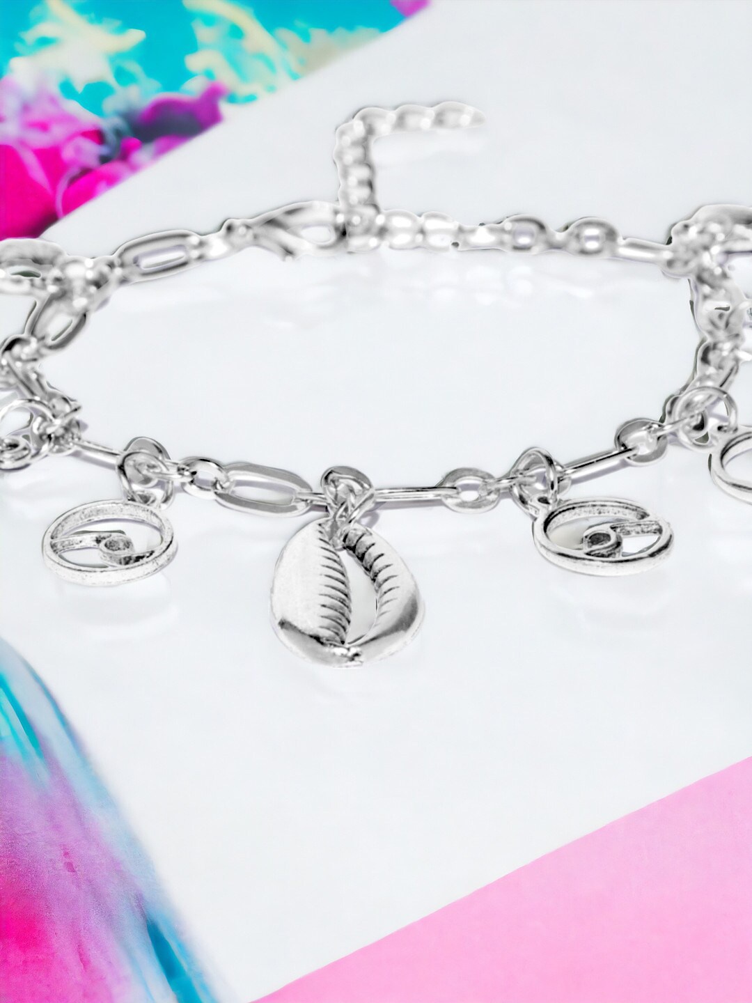 

Sangria Silver-Toned Charm Anklet