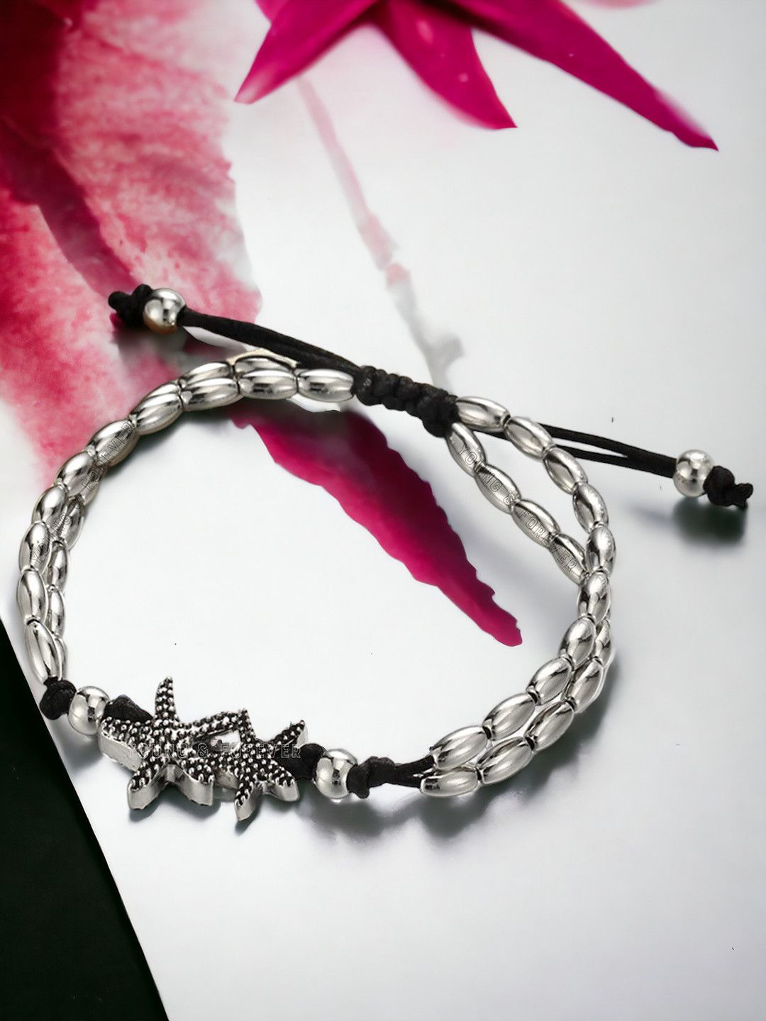 

Sangria Silver-Toned Star Beads Beaded Anklet