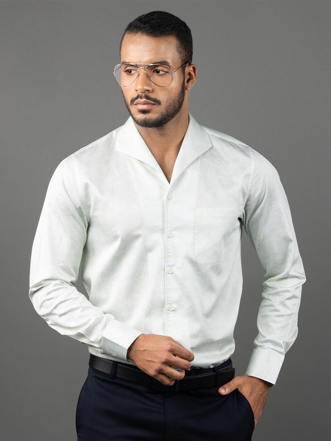 LOUIS STITCH Comfort Pure Cotton Formal Shirt, Green