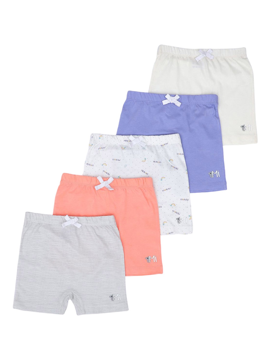

MiArcus Kids Pack of 5 Conversational Printed Cotton Shorts, White