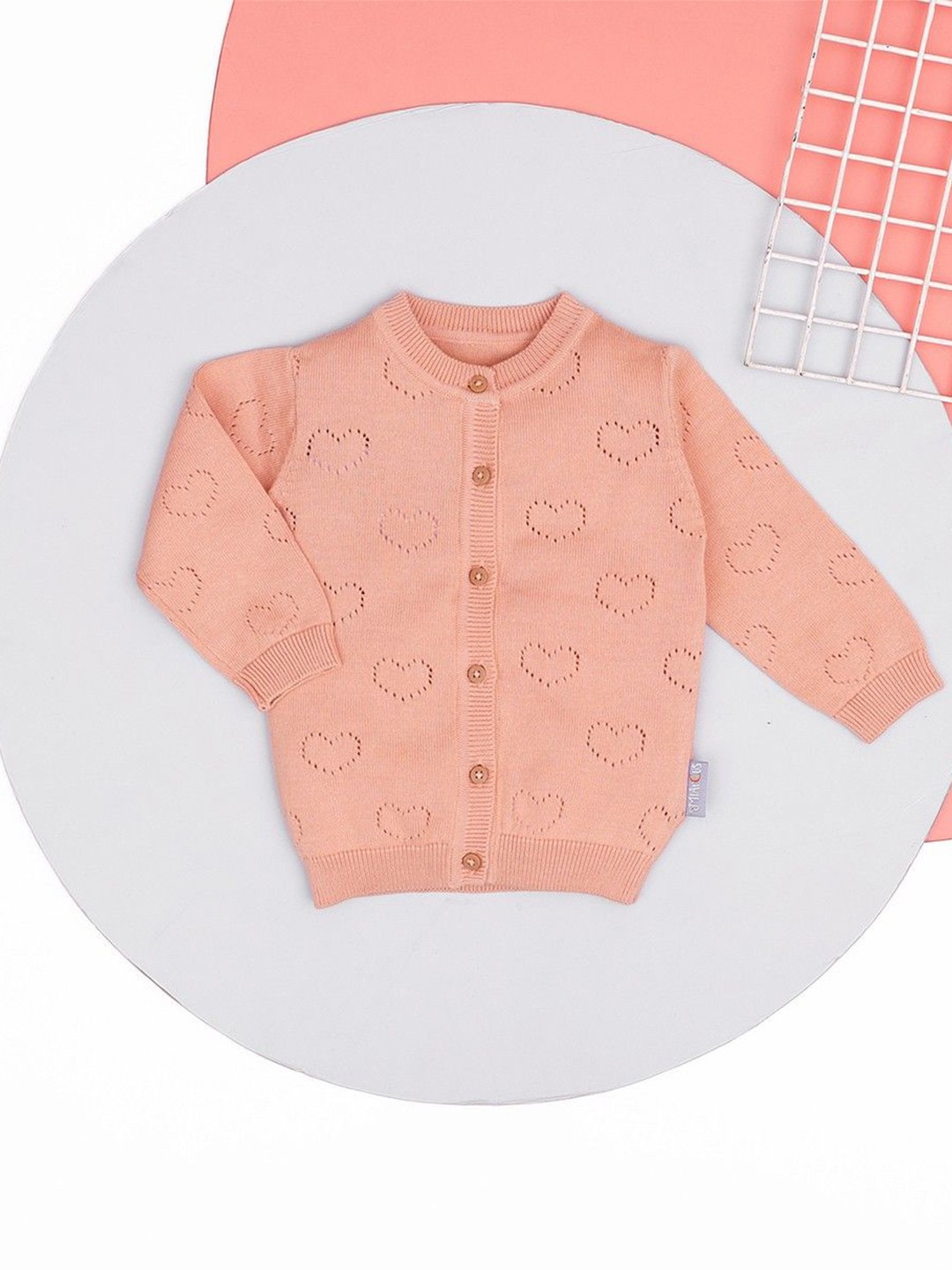 

MiArcus Kids Self Design Round Neck Cotton Cardigan, Orange