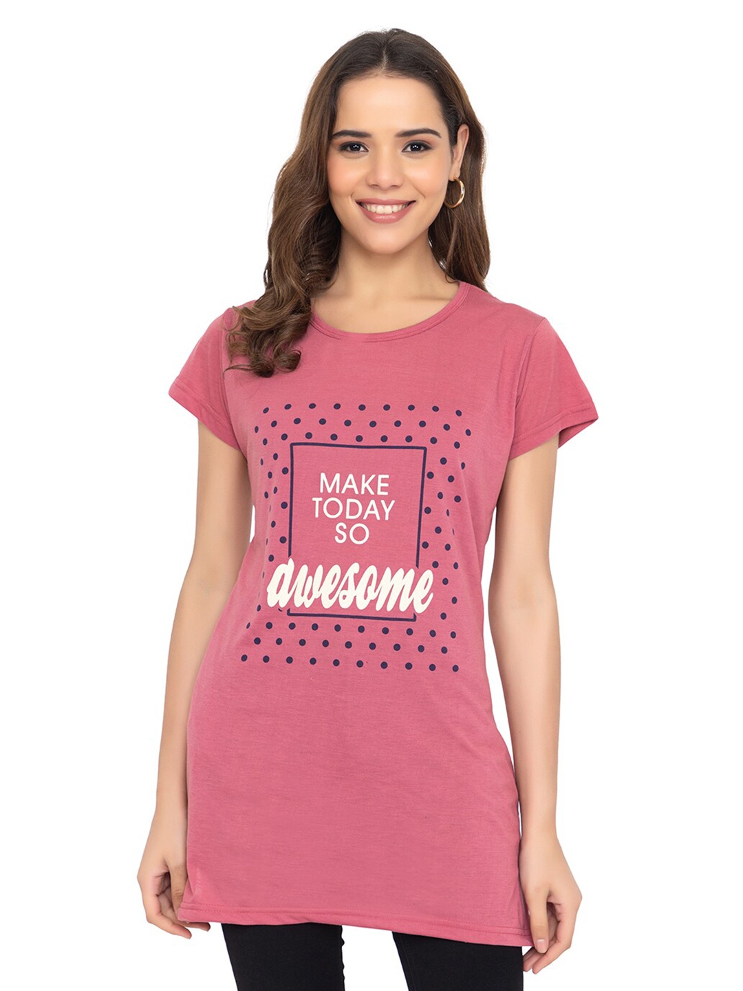 

TWENTY ME Women Printed Round Neck T-shirt, Fuchsia