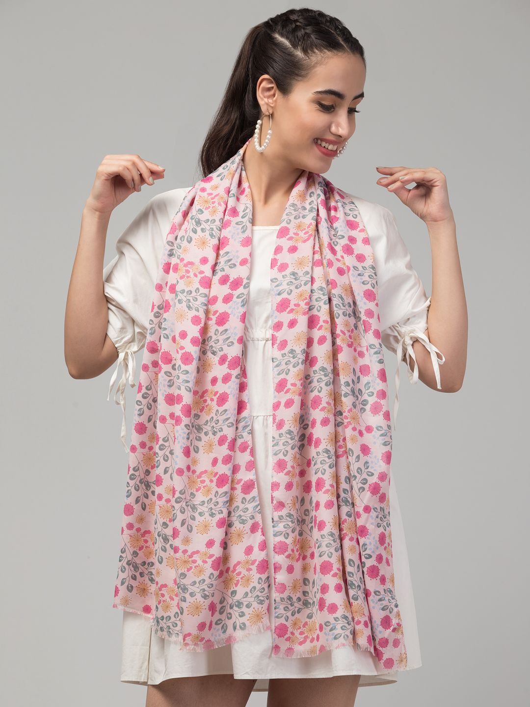 

J Style Floral Printed Scarf, Pink