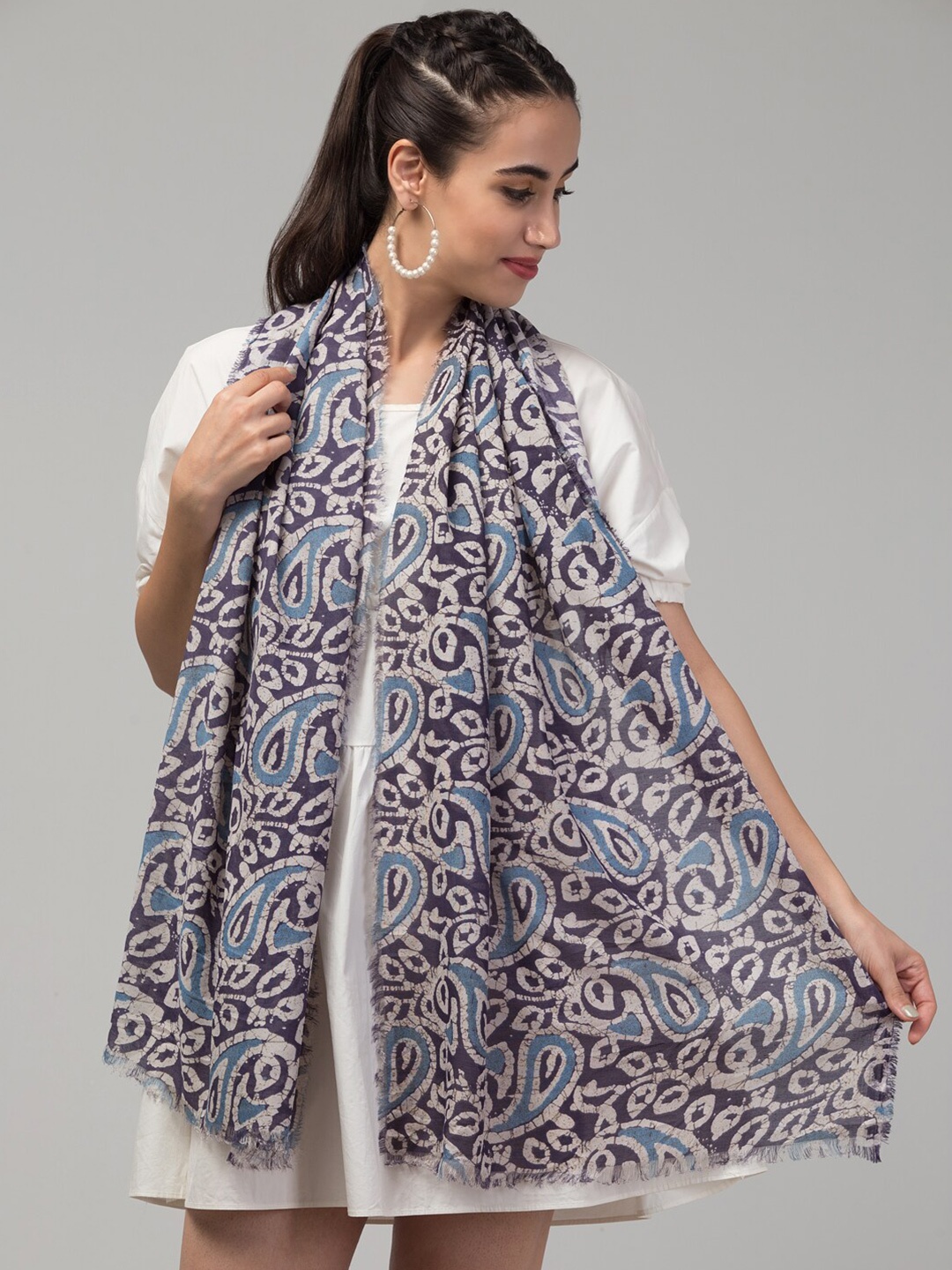 

J Style Women Printed Scarf, Blue