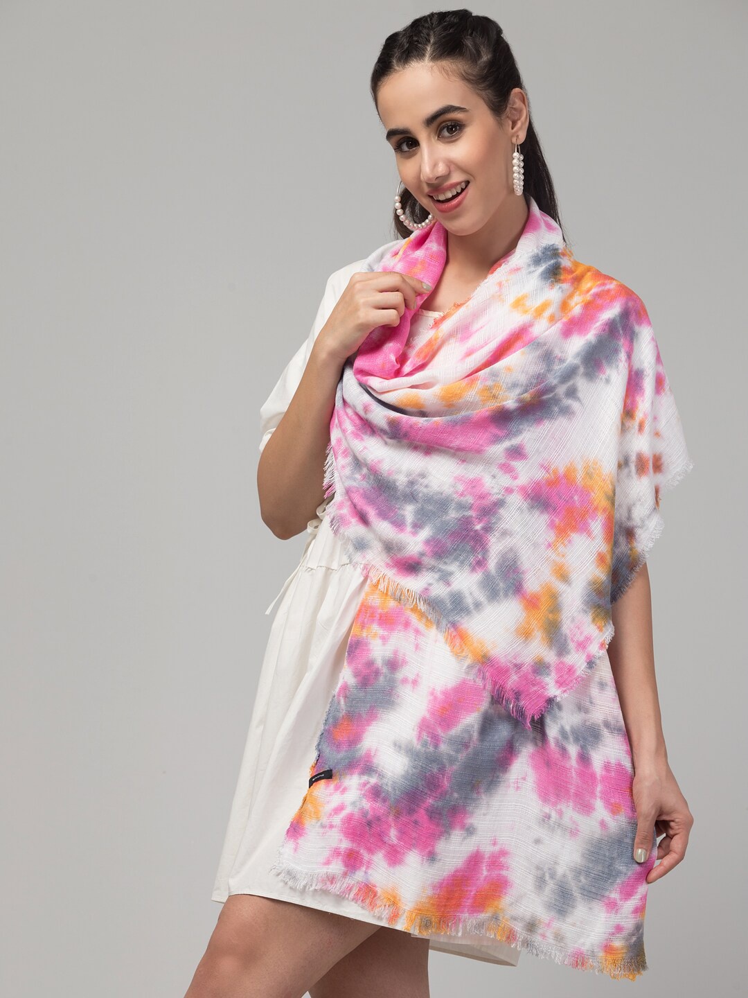 

J Style Women Printed Scarf, Pink