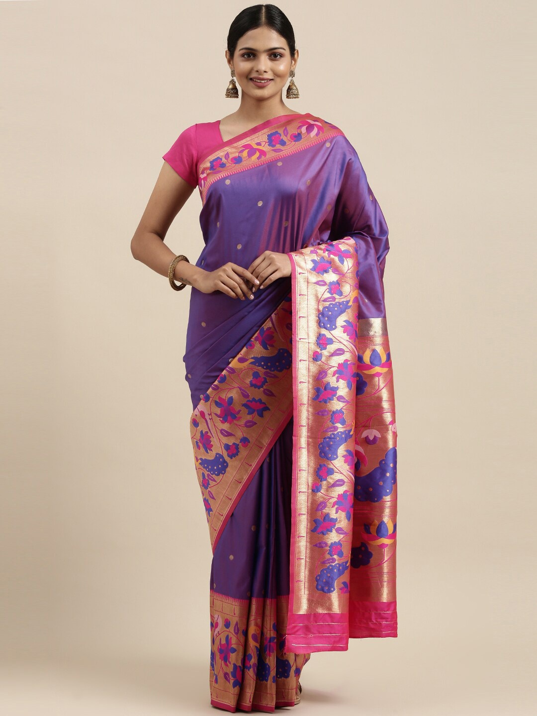 

LeeliPeeri Designer Woven Design Zari Paithani Saree, Purple