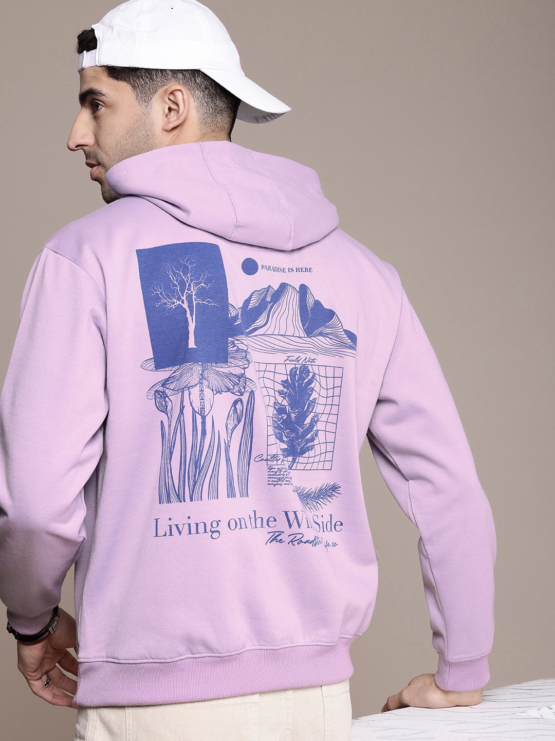 

The Roadster Life Co. Graphic Printed Hooded Relaxed Fit Sweatshirt, Lavender