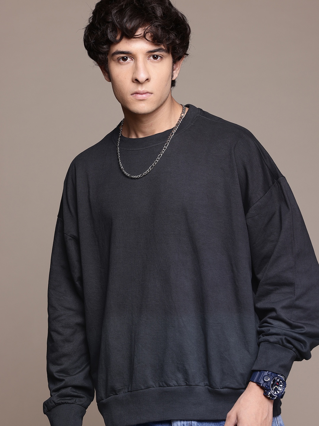 

The Roadster Lifestyle Co. Pure Cotton Oversize Sweatshirt, Black