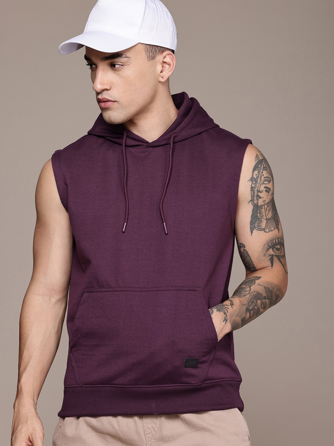 

The Roadster Life Co. Sleeveless Hooded Pullover Sweatshirt, Burgundy