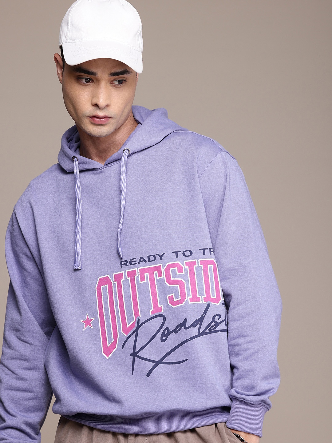 

The Roadster Life Co. Typography Printed Hooded Relaxed Fit Sweatshirt, Lavender