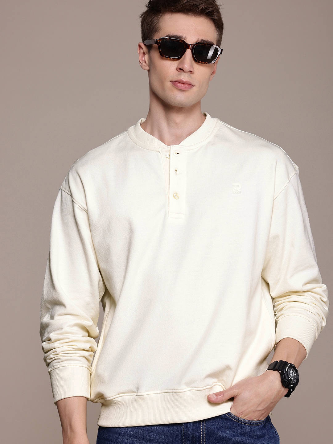 

The Roadster Life Co. Drop-Shoulder Relaxed Fit Sweatshirt, Off white