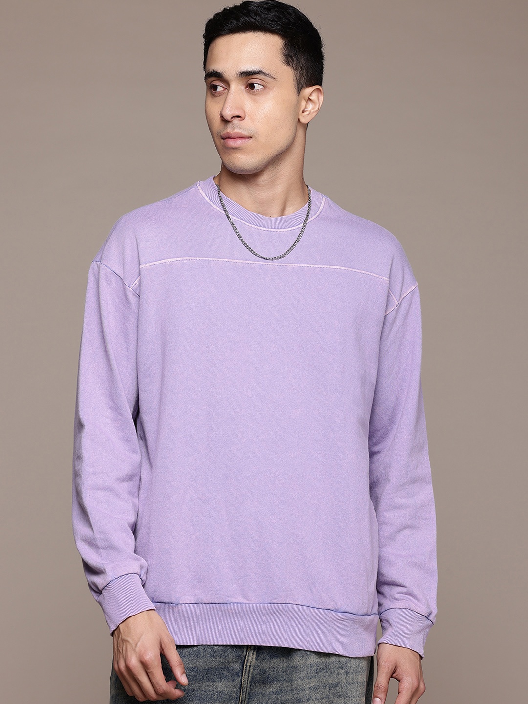 

The Roadster Lifestyle Co. Relaxed-Fit Pure Cotton Sweatshirt, Lavender